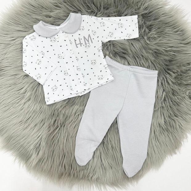 Grey Panda Cotton Top & Leggings (Can be personalised)