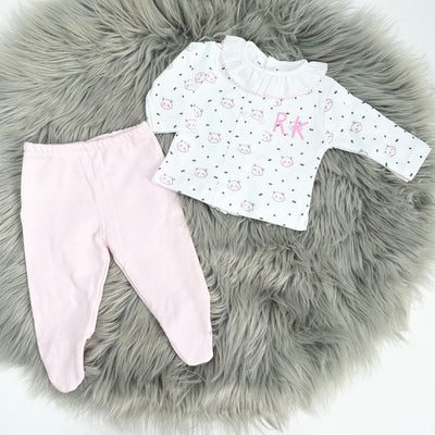 Baby Pink Panda Cotton Top & Leggings (Can be personalised)