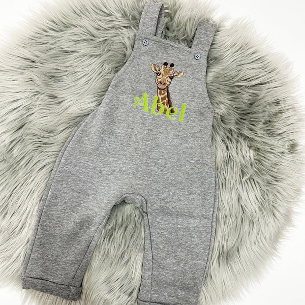 Animal Personalised Embroidered Fleece Dungarees
