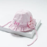 Pink Glitter Bow Tie Sun Hat (With or Without Personalisation)