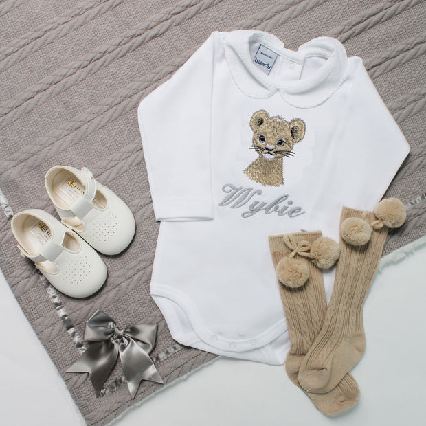Embroidered Lion Cub Personalised Babyvest