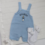 Embroidered Blue Short Knit Dungarees - Peter Rabbit