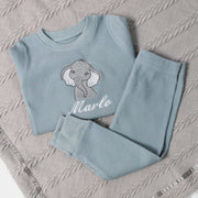 Elephant Embroidered Personalised Ribbed Loungeset (Various Colour Sets)