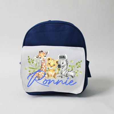 Safari Themed Personalised Backpack - Blue