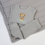Lion Cub Embroidered Personalised Ribbed Loungeset (Various Colour Sets)