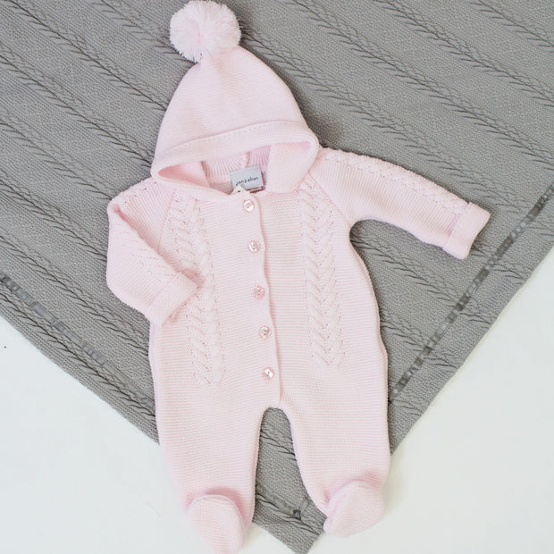 Pink Hooded Knit Pram Suit – Lavish Little Style Baby