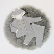 Grey Knit Teddy Bear Jacket & Trousers