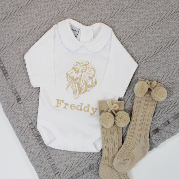 Embroidered Personalised Babyvest - Lion Design