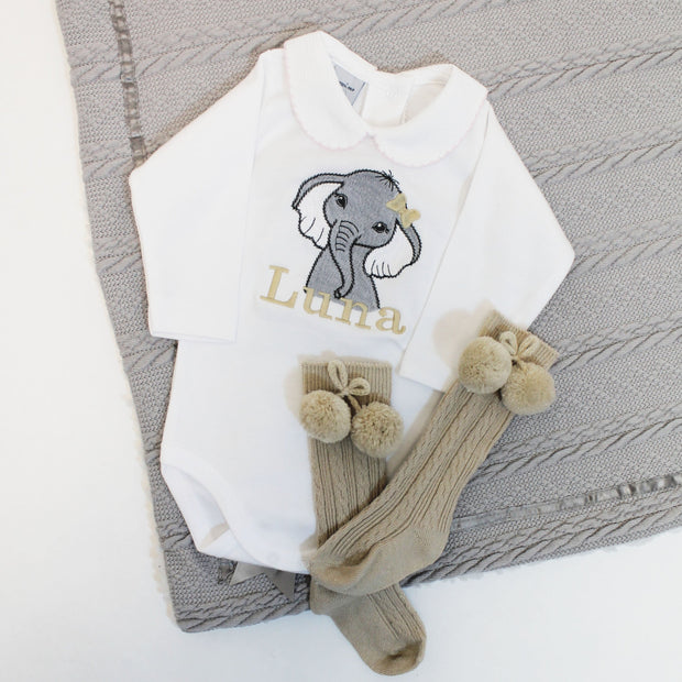 Embroidered Animal with Hair Bow Personalised Babyvest (Various Animals)
