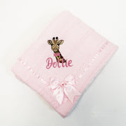 Animal Bow Tie Chevron Knit & Satin Bow Personalised Blanket - Various Animals & Coloured Blankets