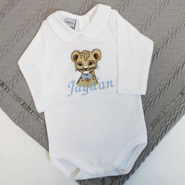 Embroidered Animal with Bow Tie Personalised Babyvest (Various Animals)