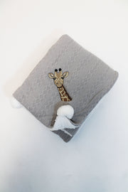 No Name Animal Chevron Knit & Satin Bow Personalised Blanket - Various Animals & Colour Blankets