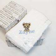 Animal Bow Tie Chevron Knit & Satin Bow Personalised Blanket - Various Animals & Coloured Blankets