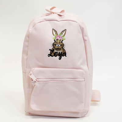 Floral Beige Bunny Personalised Backpack - Various  Coloured Backpacks