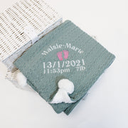 Memorable Baby Details Chevron POM Personalised Blanket - Various Coloured Blankets