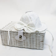 White Bow Lined Tie Sun Hat