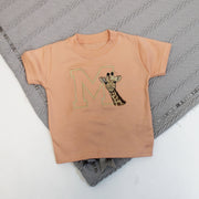Initial & Animal with Hair Bow Personalised Embroidered T-Shirt - Various Coloured T-Shirts
