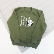 Initial & Animal with Hair Bow Embroidered Personalised Sweatshirt (Various Coloured Sweatshirts & Animals)