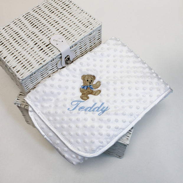 Embroidered Vintage Teddy Bubble Wrap Blanket - Various Colours