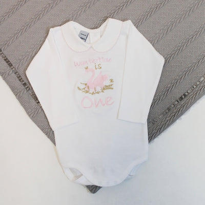 Embroidered Personalised Birthday Babyvest - Swan