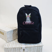 Floral Grey Bunny Personalised Backpack - Various  Coloured Backpacks