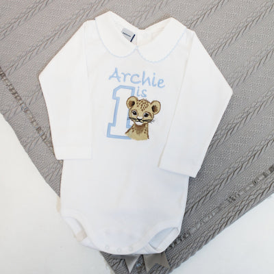 Birthday Embroidered Personalised Babyvest - Various Animals