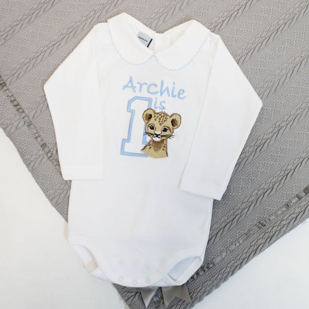 Birthday Embroidered Personalised Babyvest - Various Animals