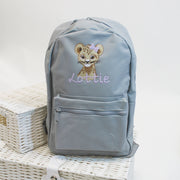 Animal with Hair Bow Personalised Backpack - Various Animals & Coloured Backpacks