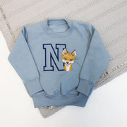 Fox & Initial Personalised Embroidered Jumper (Various Coloured T-Shirt & Animals)