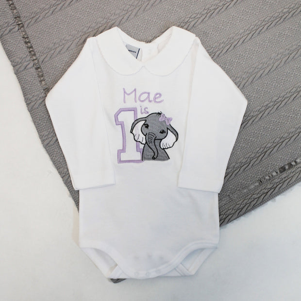 Birthday Embroidered Personalised Babyvest - Animal with Hair Bow