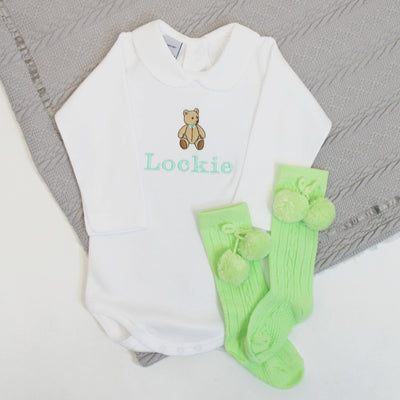 Embroidered Teddy Bear Personalised Babygrow