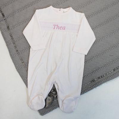 Pink Cotton Smoked Sleepsuit (Can be Personalised)