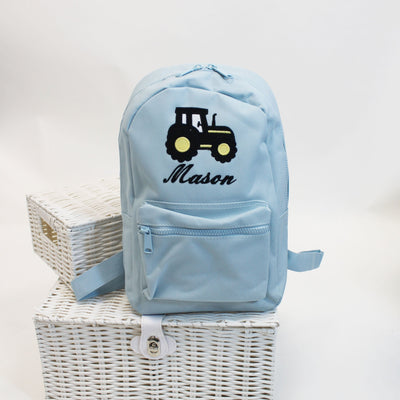 Tractor Embroidered Personalised Backpack - Various Colours