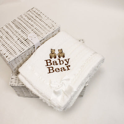 Teddy ‘Baby + Name’ Personalised Blanket (Various Coloured Blankets)