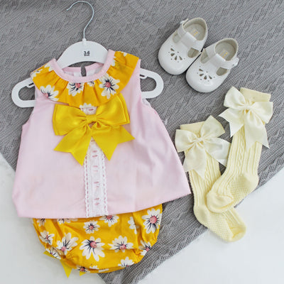 Yellow & Pink Floral Shirt & Bloomers