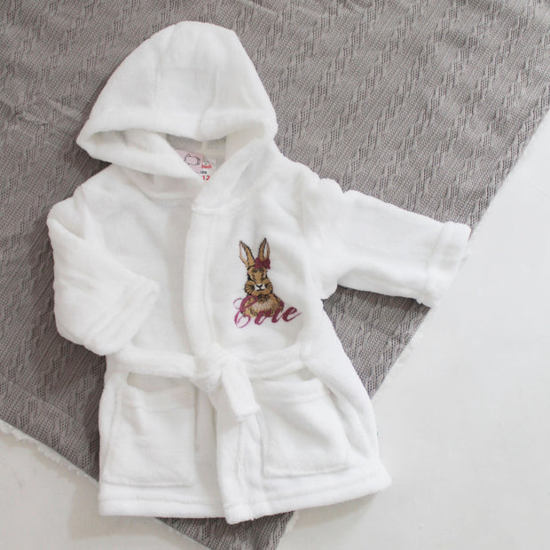Animal with HAIR BOW White Personalised Dressing Gown - Various Animals