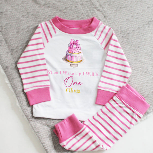 Birthday Printed Cake Personalised Birthday Pyjamas - Pink