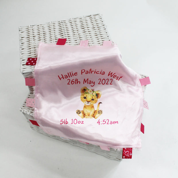 Pink or Blue Taggie Minky Personalised Comforter - Various Animals Available