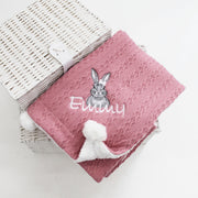 Animal with HAIR BOW Personalised Embroidered Chevron POM Blanket - Various Animals