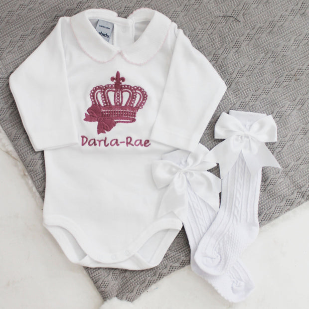 Embroidered Personalised Babyvest- Princess Crown