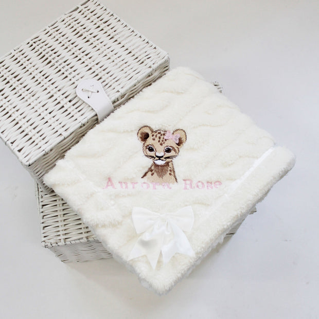 Super Thick Animal with HAIR BOW Chevron Knit & Satin Bow Personalised Blanket - Various Animals & Colour Blankets