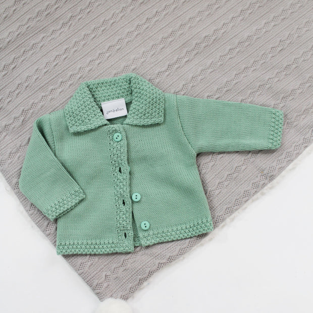 Sage Green Button Up Knit Cardigan With Collar
