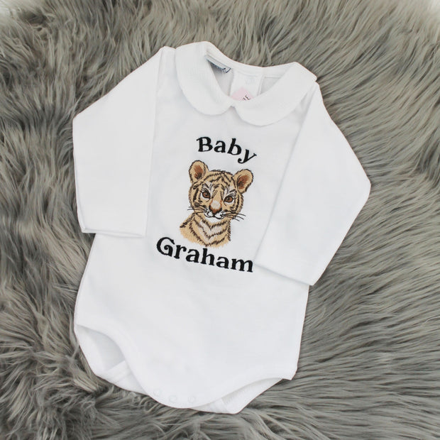'Baby & Name' Animal Embroidered Personalised Babyvest