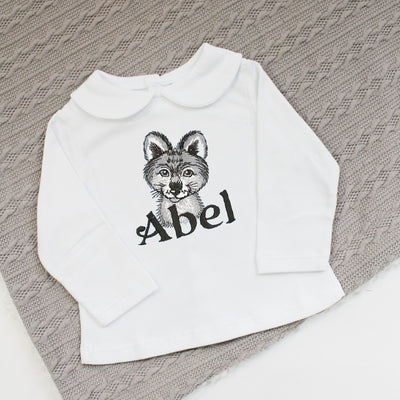 Animal Embroidered Personalised Peter Pan Collar Top - Various Animals