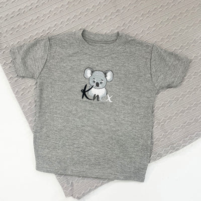 Animal Personalised Embroidered T-Shirt with contrast colour writing- Various Coloured T-Shirts