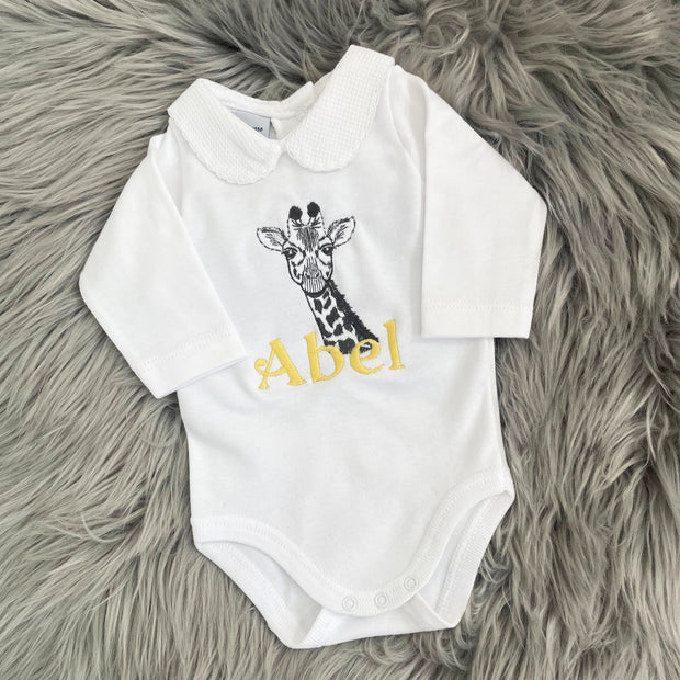 MONOCHROME Embroidered Animal Personalised Babygrow (Various