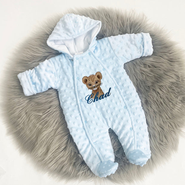 Blue Bubble Personalised Embroidered Pram Suit - Various Animal Options