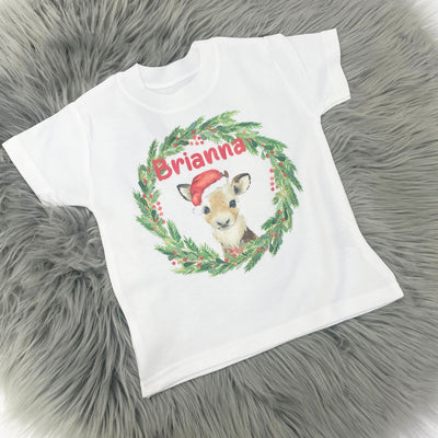 Christmas Printed Wreath Personalised T-Shirt