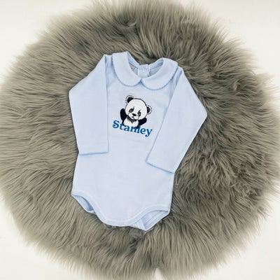 Blue Embroidered Animal Personalised Babyvest (Various Animals)