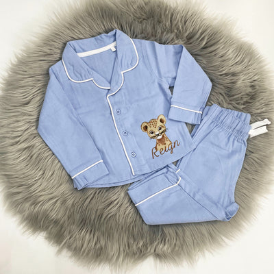 BLUE Classic Long Sleeved Cotton Pyjamas (Various Animals)